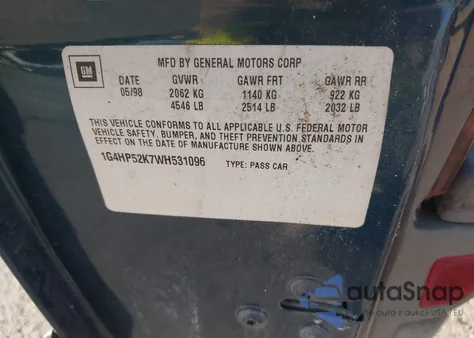 1998 Buick Lesabre Custom из США, поврежденный, VIN 1G4HP52K7WH531096